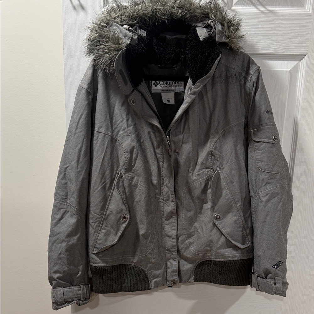 Columbia Charcoal Hooded Jacket with Faux Fur